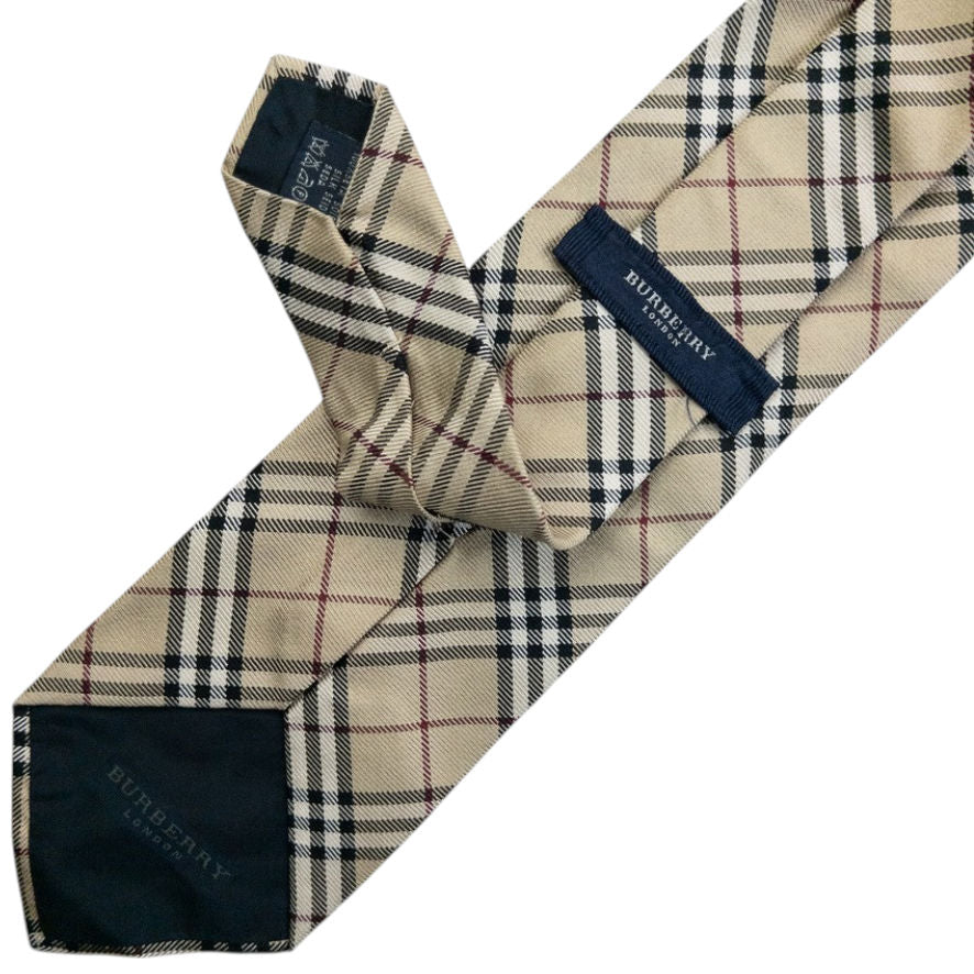Vintage 2000s Burberry Nova Check Silk Tie | O/S, Beige
