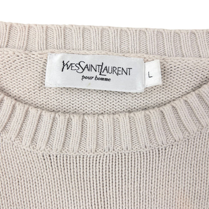 Vintage 2000s YSL Yves Saint Laurent Knit Jumper Size L | Large, Cream