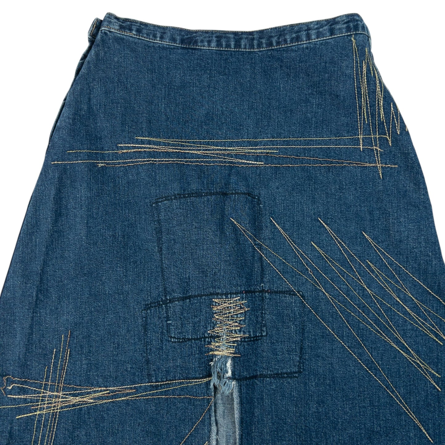 Vintage 90s Hysteric Glamour Embroidered Denim Skirt Womens Size W27 | W27, Blue