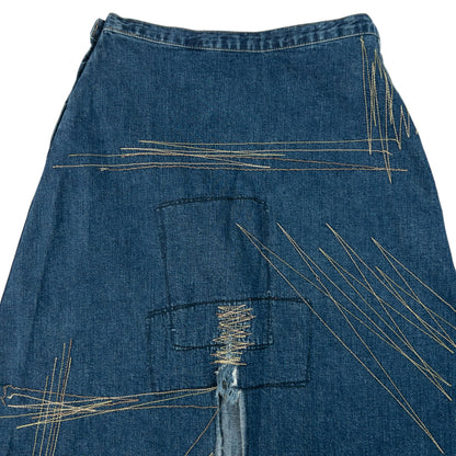 Vintage 90s Hysteric Glamour Embroidered Denim Skirt Womens Size W27 | W27, Blue