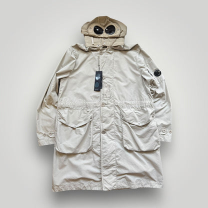 C.P. Company Flatt Nylon Goggle Parka Coat L/XL BNWT | O/S, Beige
