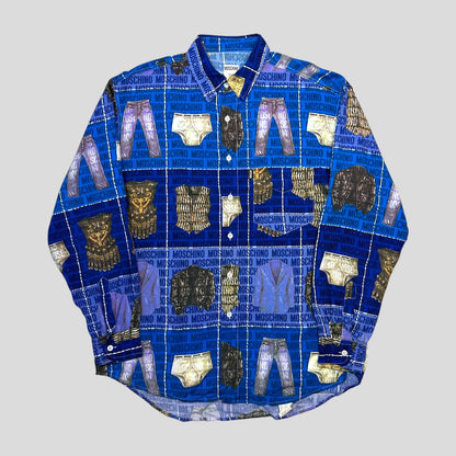 Moschino Jeans 1996 Clothes Print Shirt - L | Default Title, Blue