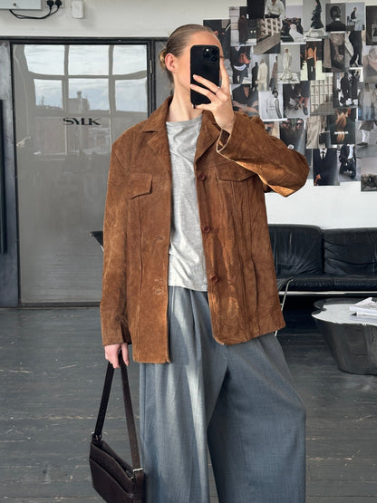 Vintage 1990s Suede Leather Jacket - L