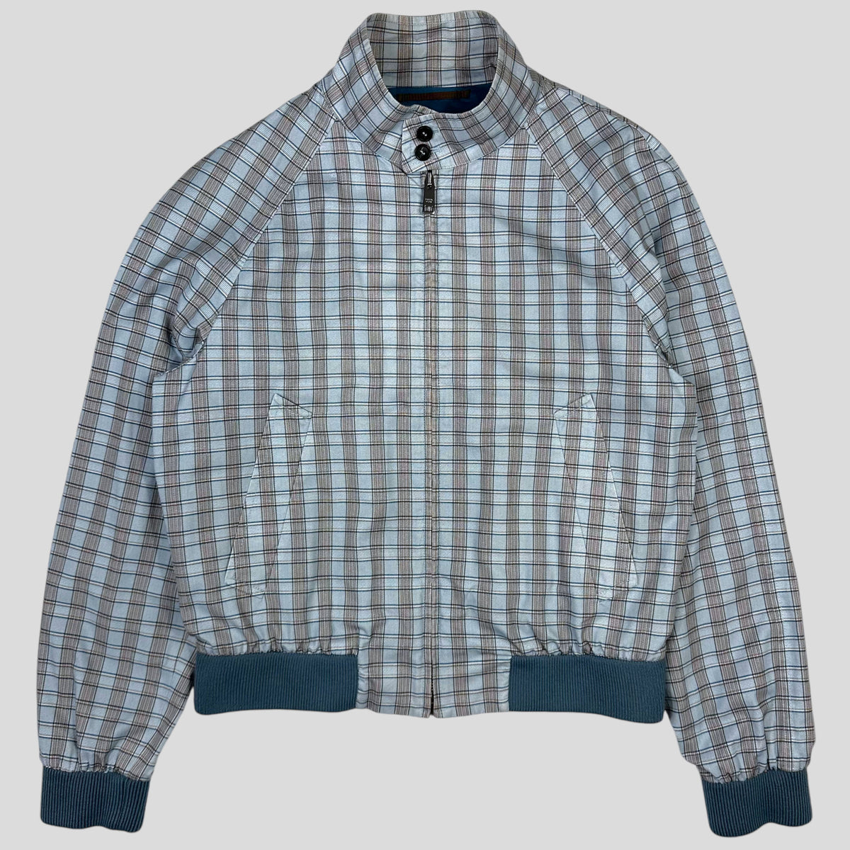 Prada SS17 Lined Cotton Checkered Bomber Jacket - IT46 (S) | Small, Blue