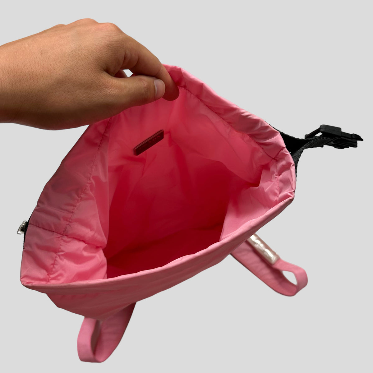 Prada Sport SS99 Baby Pink 3m Nylon Bucket Backpack + Cards & Dustbag | O/S