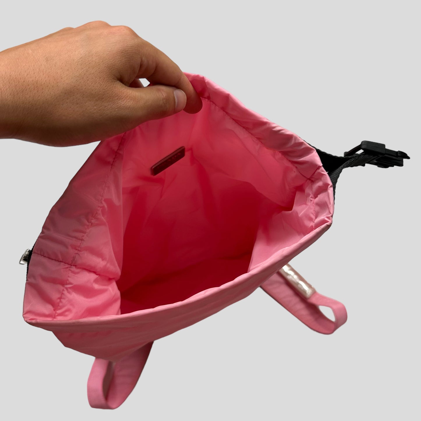 Prada Sport SS99 Baby Pink 3m Nylon Bucket Backpack + Cards & Dustbag | O/S, Pink