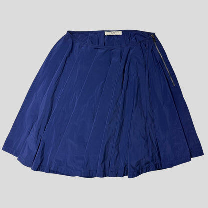 Prada 2006 Blue Nylon Shimmer Pleated Zip Flare Skirt - IT40 (UK8)