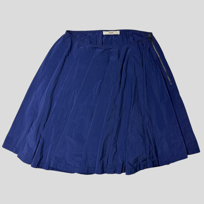 Prada 2006 Blue Nylon Shimmer Pleated Zip Flare Skirt - IT40 (UK8) | Default Title, Blue
