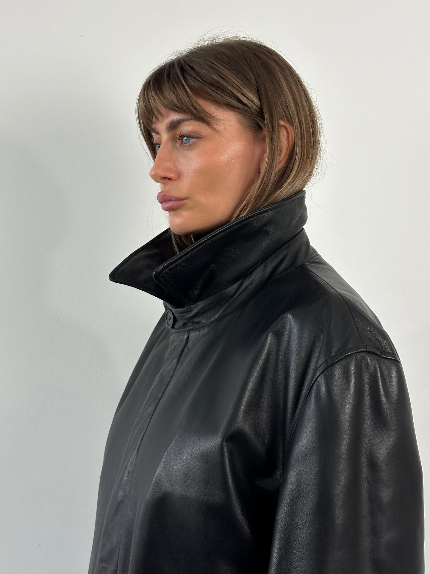 Conbipel 1990s Leather Belted Trench Coat - XL