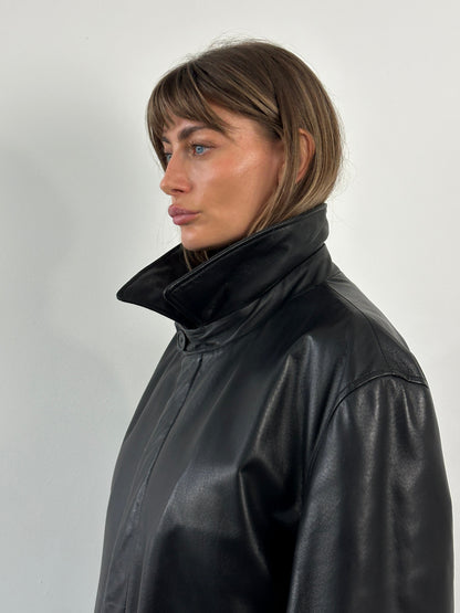 Conbipel 1990s Leather Belted Trench Coat - XL