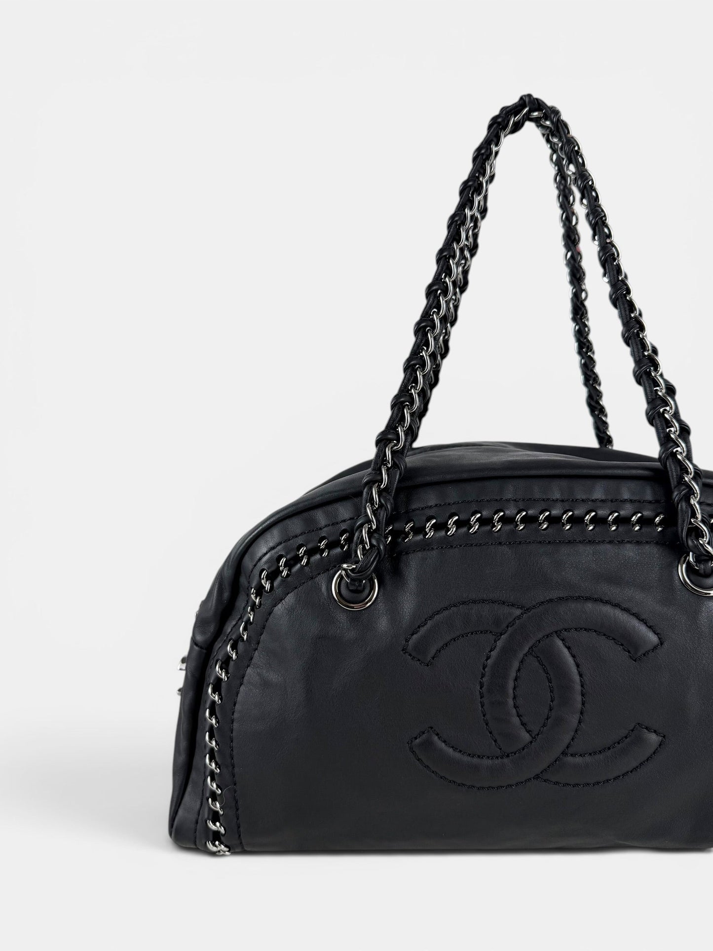 2005/2006 Chanel Luxe Ligne Black Lambskin Bowling Bag | O/S, Multicoloured