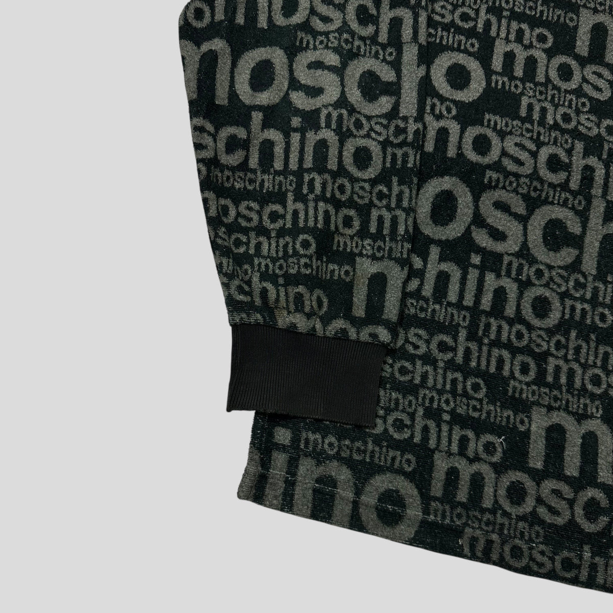 Moschino Jeans 1998 Spellout Logo Teddy Cotton Fleece Jumper - L/XL | XL, Black