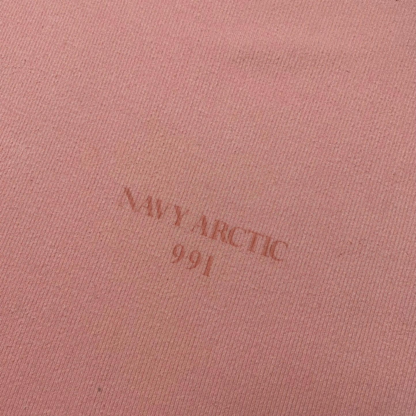 S/S 1990 Boneville Navy Arctic Peach Pink Ribbed Cotton T-shirt
