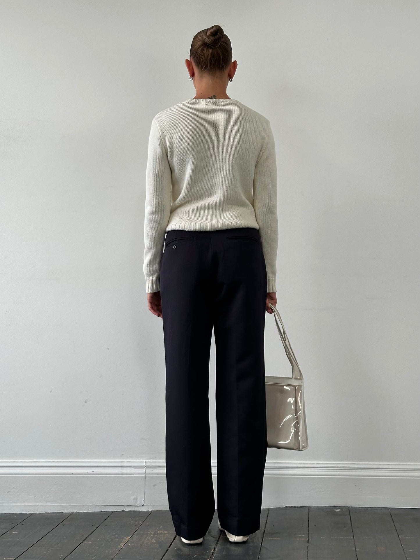 Vintage Straight Leg High Waisted Tailored Trousers - W28