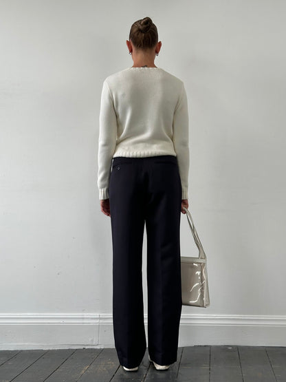 Vintage Straight Leg High Waisted Tailored Trousers - W28