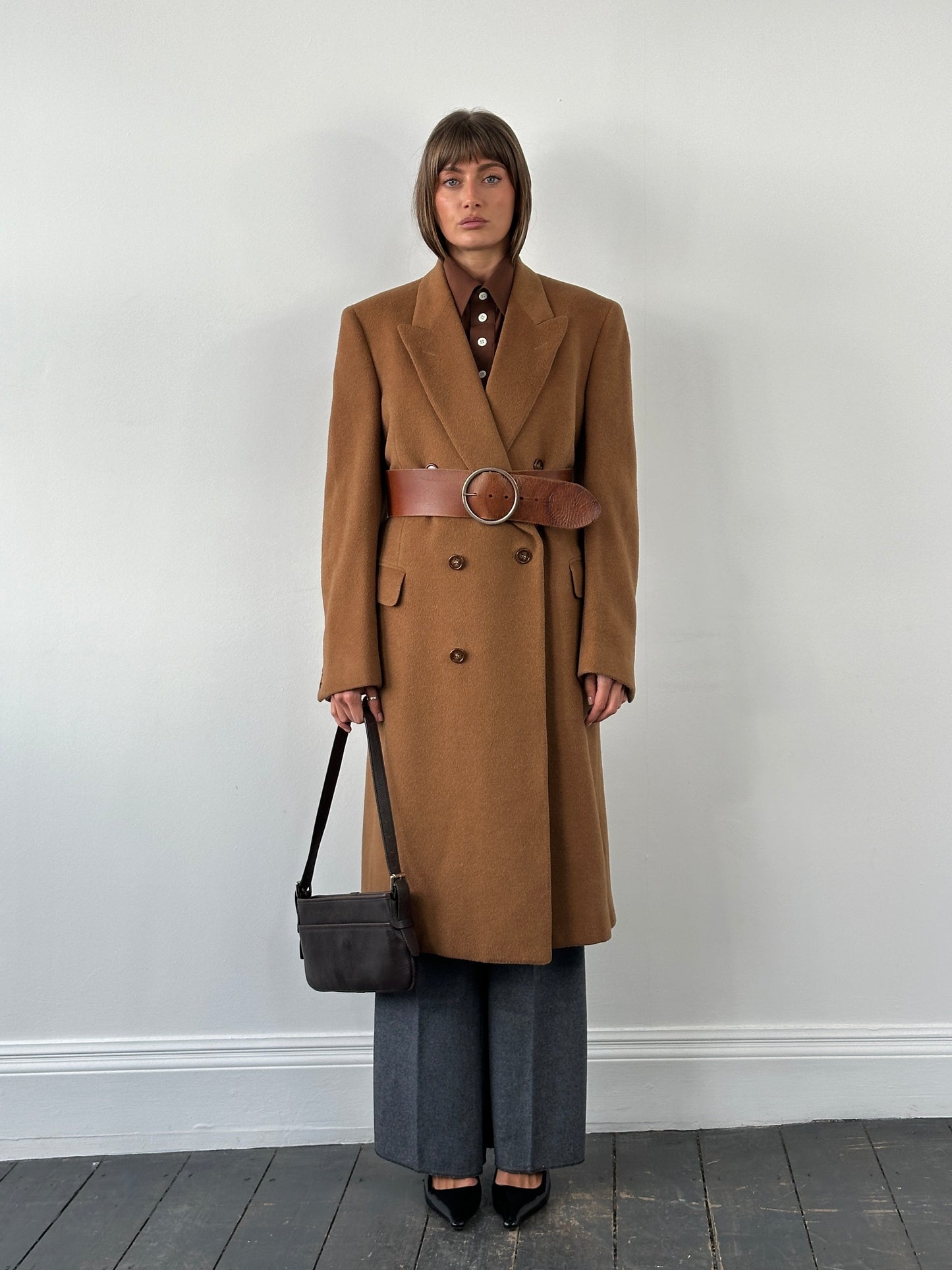 Italian Vintage 1980s Pure Cashmere Double Breasted Coat - XL