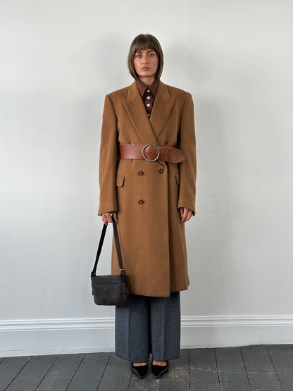 Italian Vintage 1980s Pure Cashmere Double Breasted Coat - XL