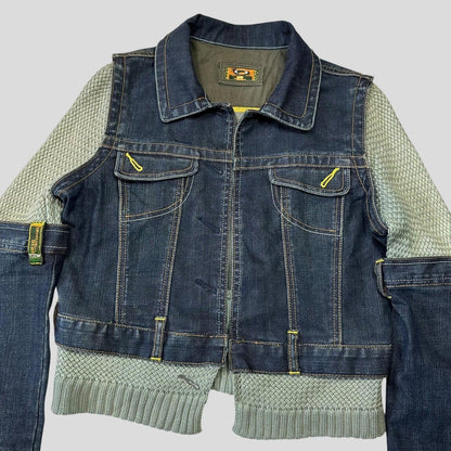 Oakley X Metal Industries 00’s Denim Knit Panelled SAMPLE Jacket - S