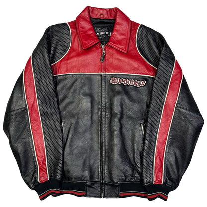 Avirex Leather Jacket In Black & Red ( M )