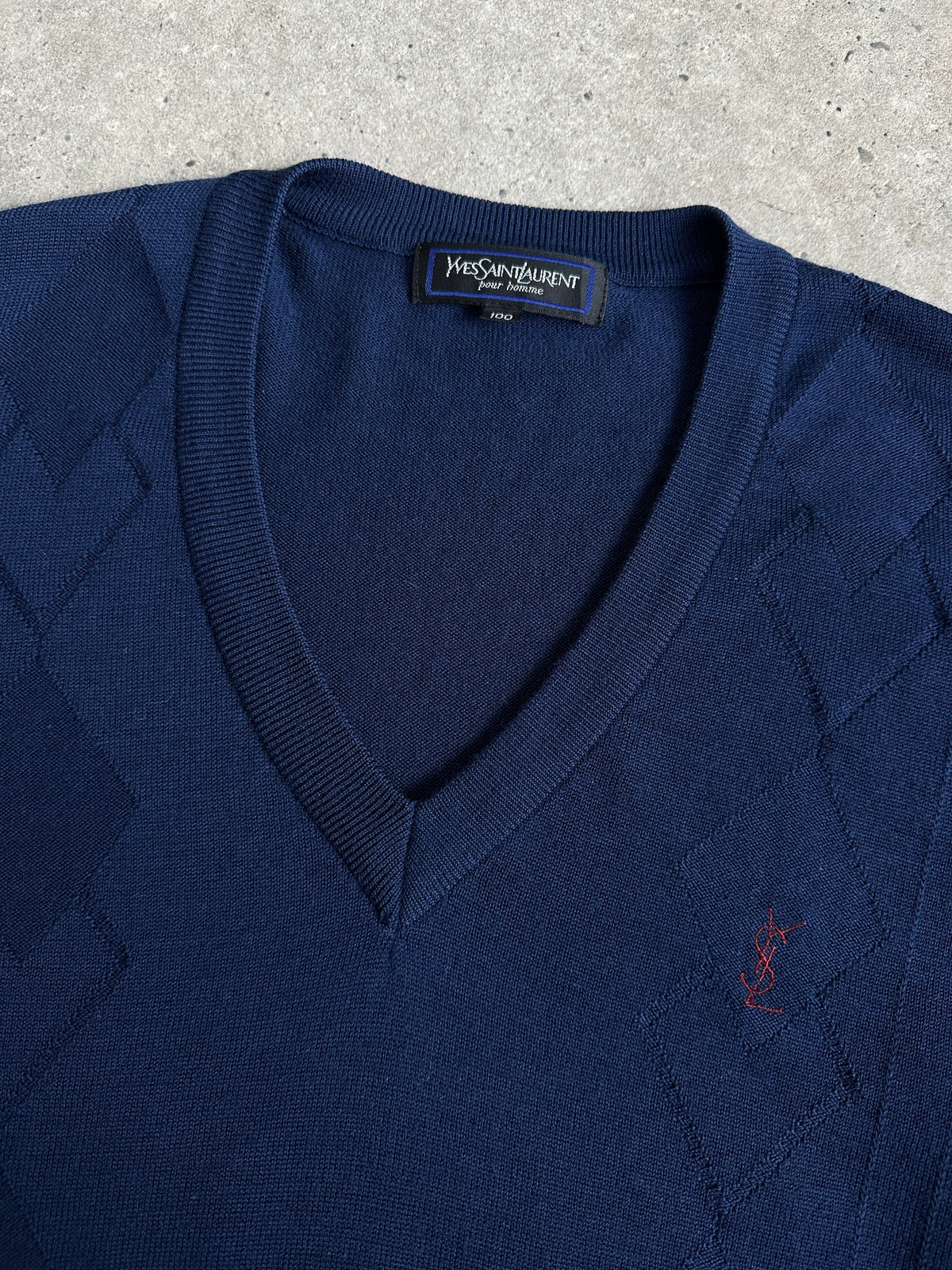 Yves Saint Laurent Pour Homme 1990s Pure Wool V Neck Jumper - M