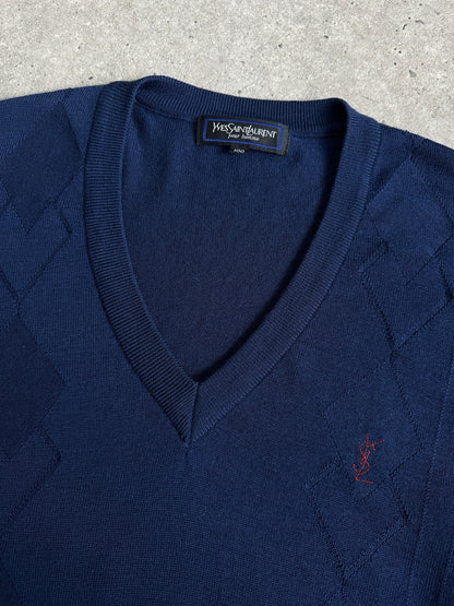 Yves Saint Laurent Pour Homme 1990s Pure Wool V Neck Jumper - M