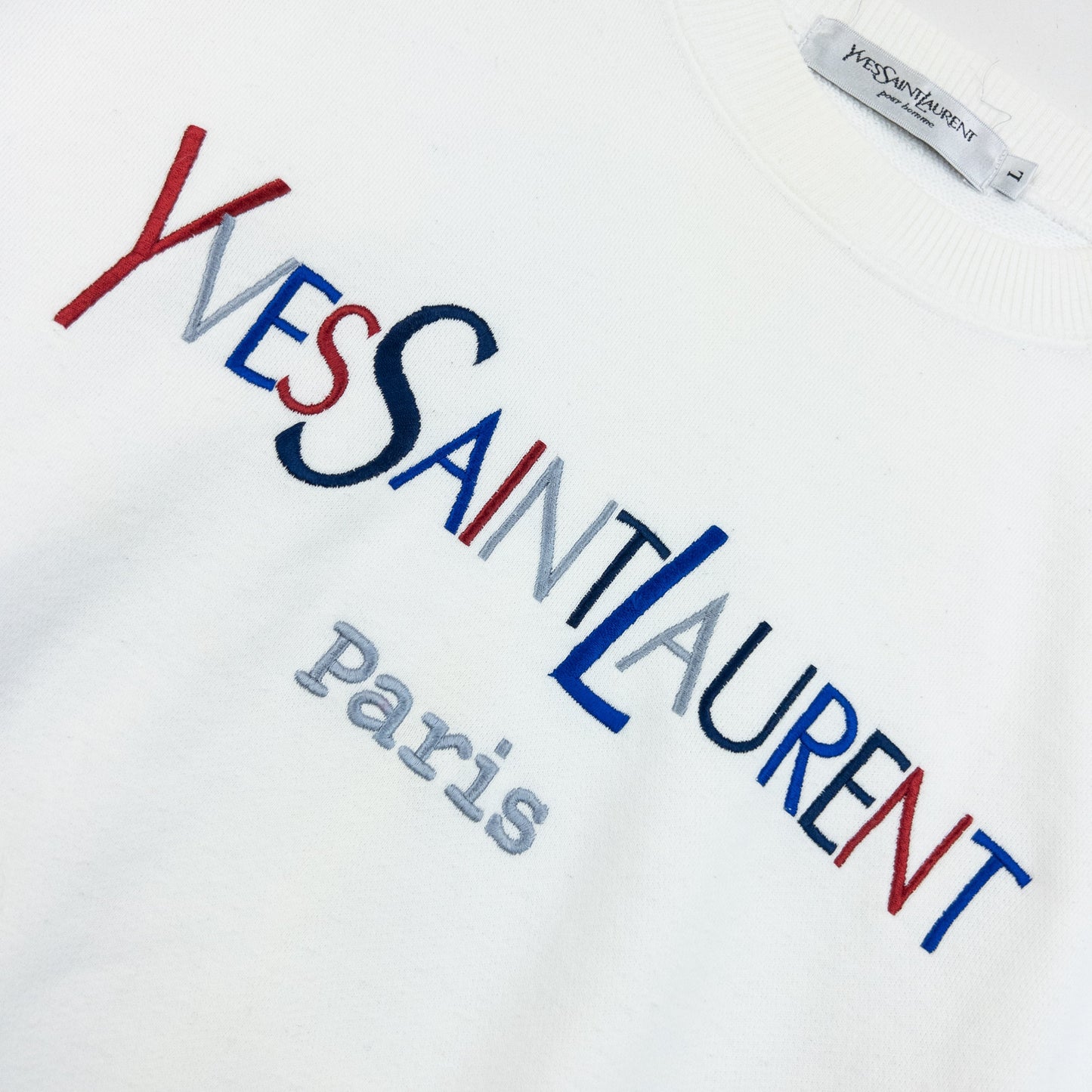 Vintage 90s YSL Yves Saint Laurent Embroidered Sweatshirt Size S | Small, Red