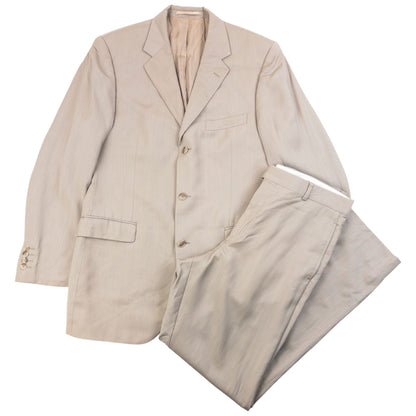 Vintage 90s YSL Yves Saint Laurent Jacket & Trousers Suit Set Size M | Medium, Beige