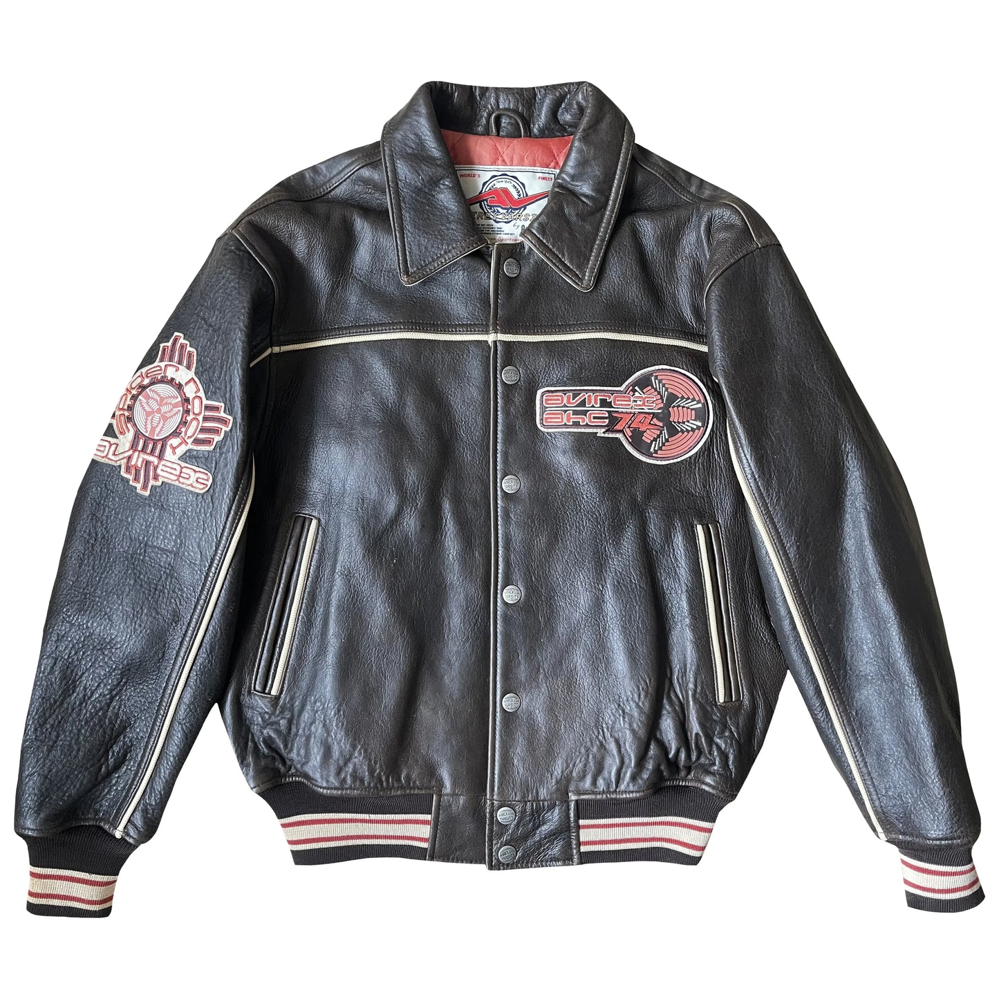 Avirex 'Spider Rock' Leather Varsity Jacket - S