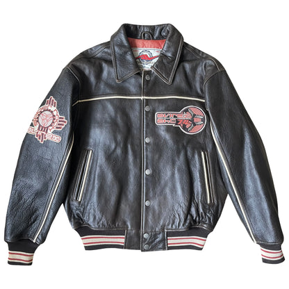 Avirex 'Spider Rock' Leather Varsity Jacket - S