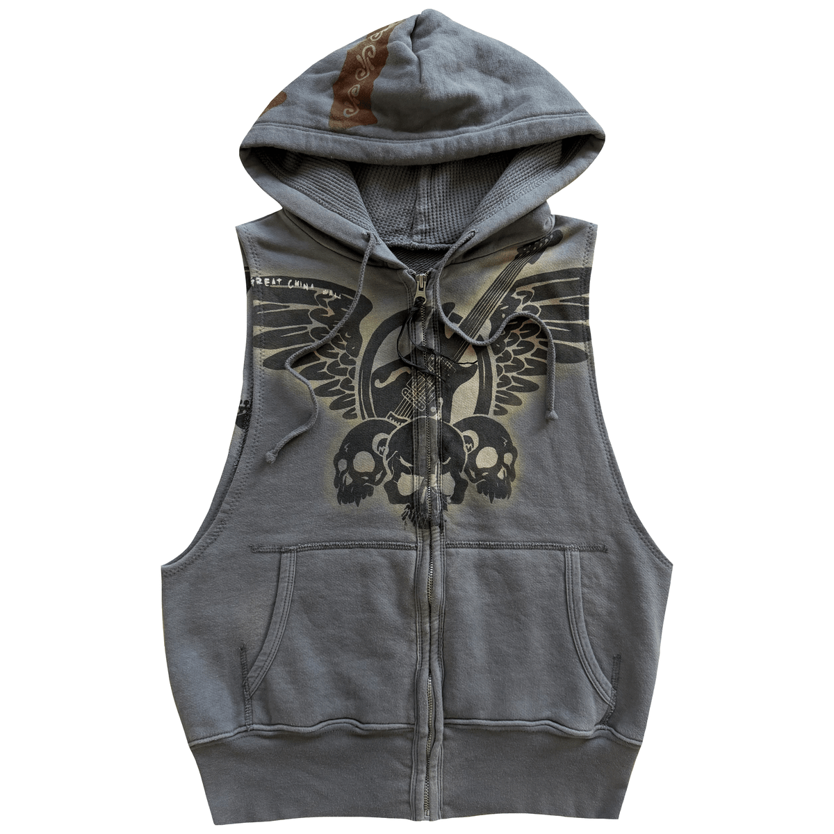 The Great China Wall 'Rocker' Sleeveless Hoodie - XS | XS, Grey