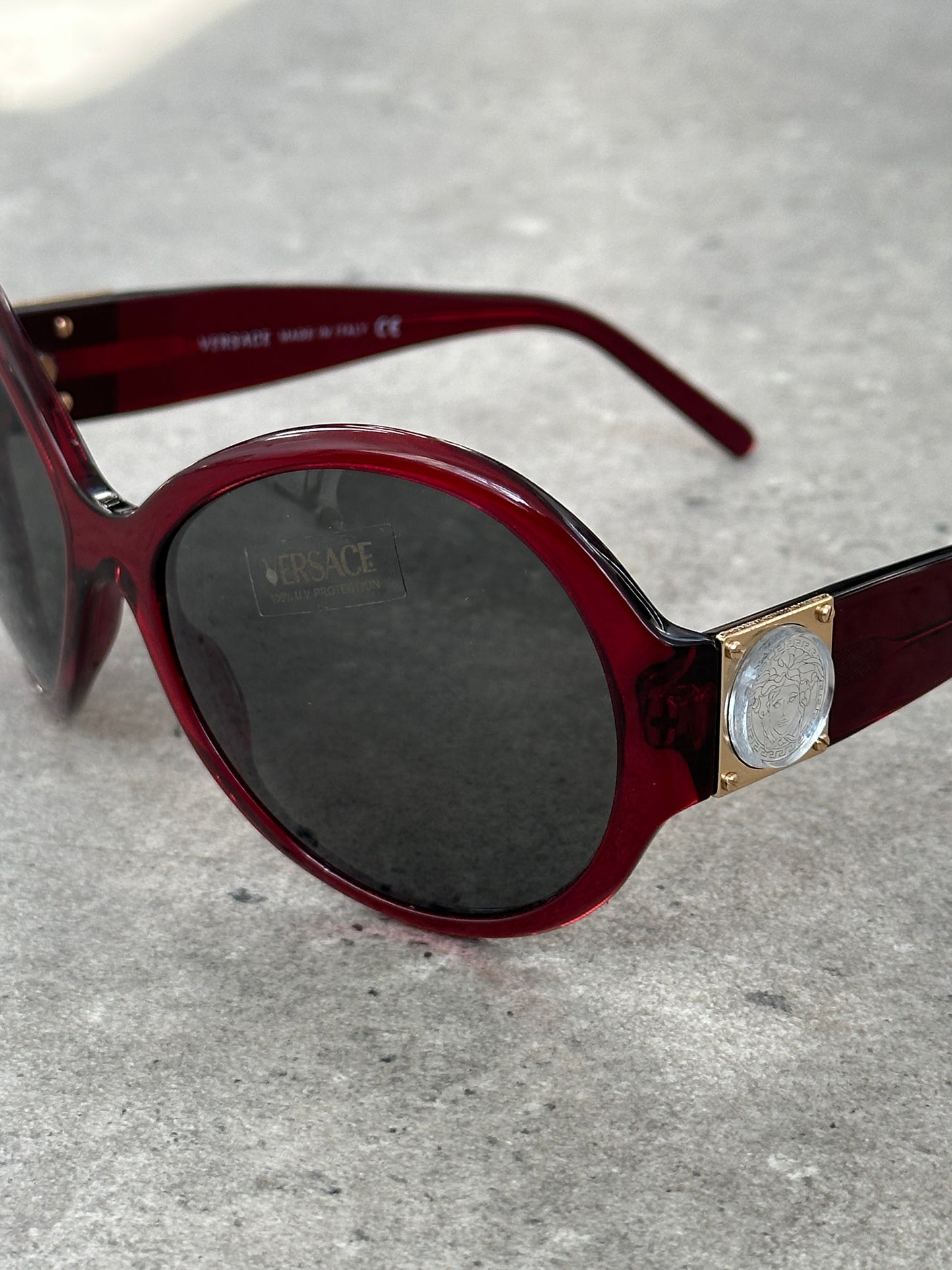 Versace 1990s Oversized Round Medusa Logo Sunglasses