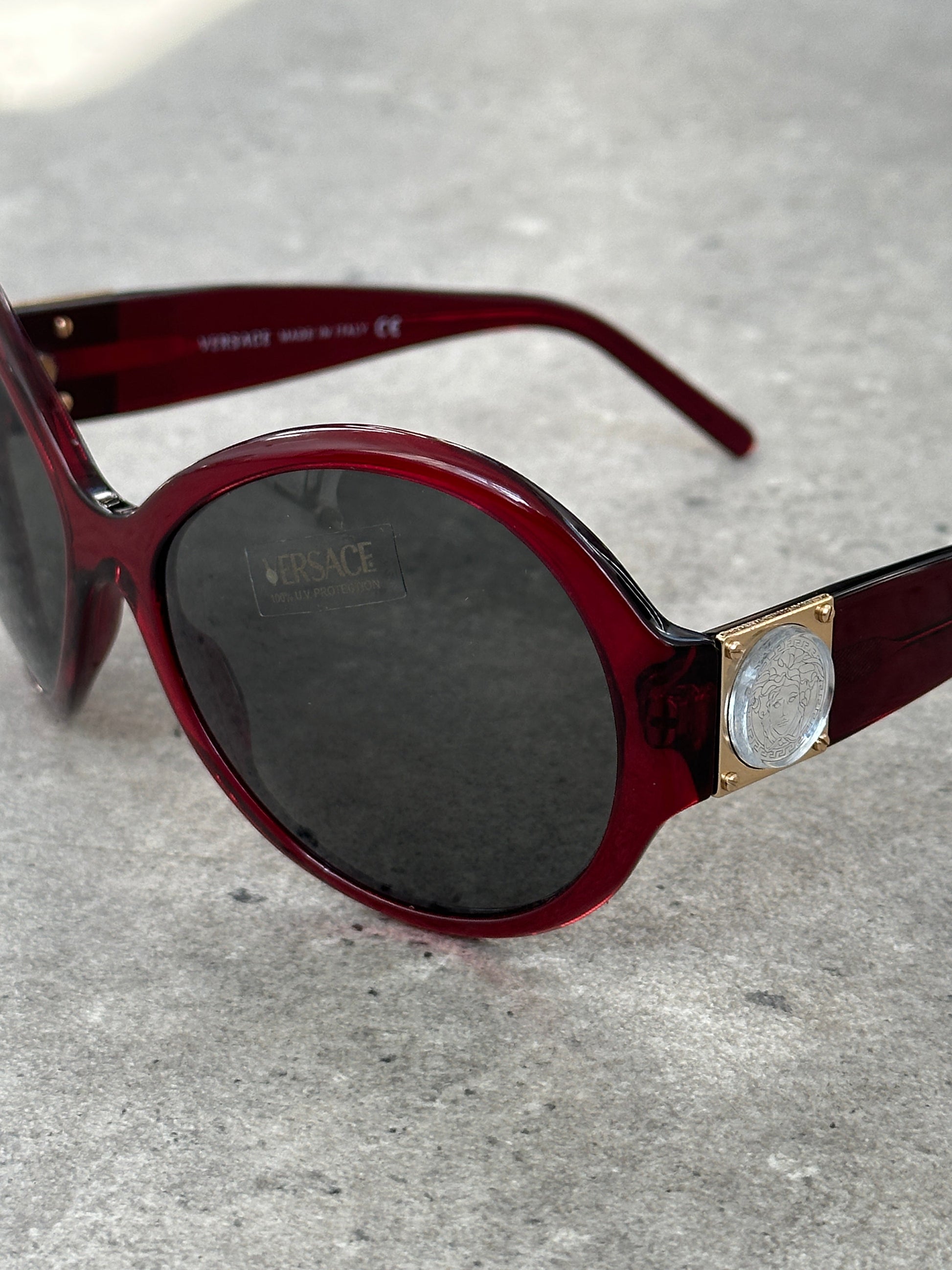 Versace 1990s Oversized Round Medusa Logo Sunglasses