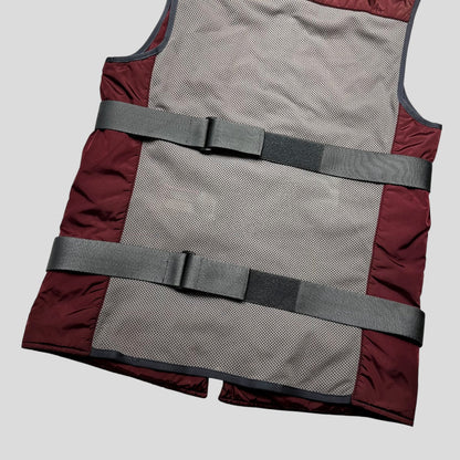 Prada Sport 1999 Nylon Bondage Mesh Padded Gilet - IT48 (S/M) | Small, Burgundy