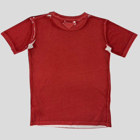 Prada 2006 Sublimation Corrosion Print Triangle Logo T-shirt - S