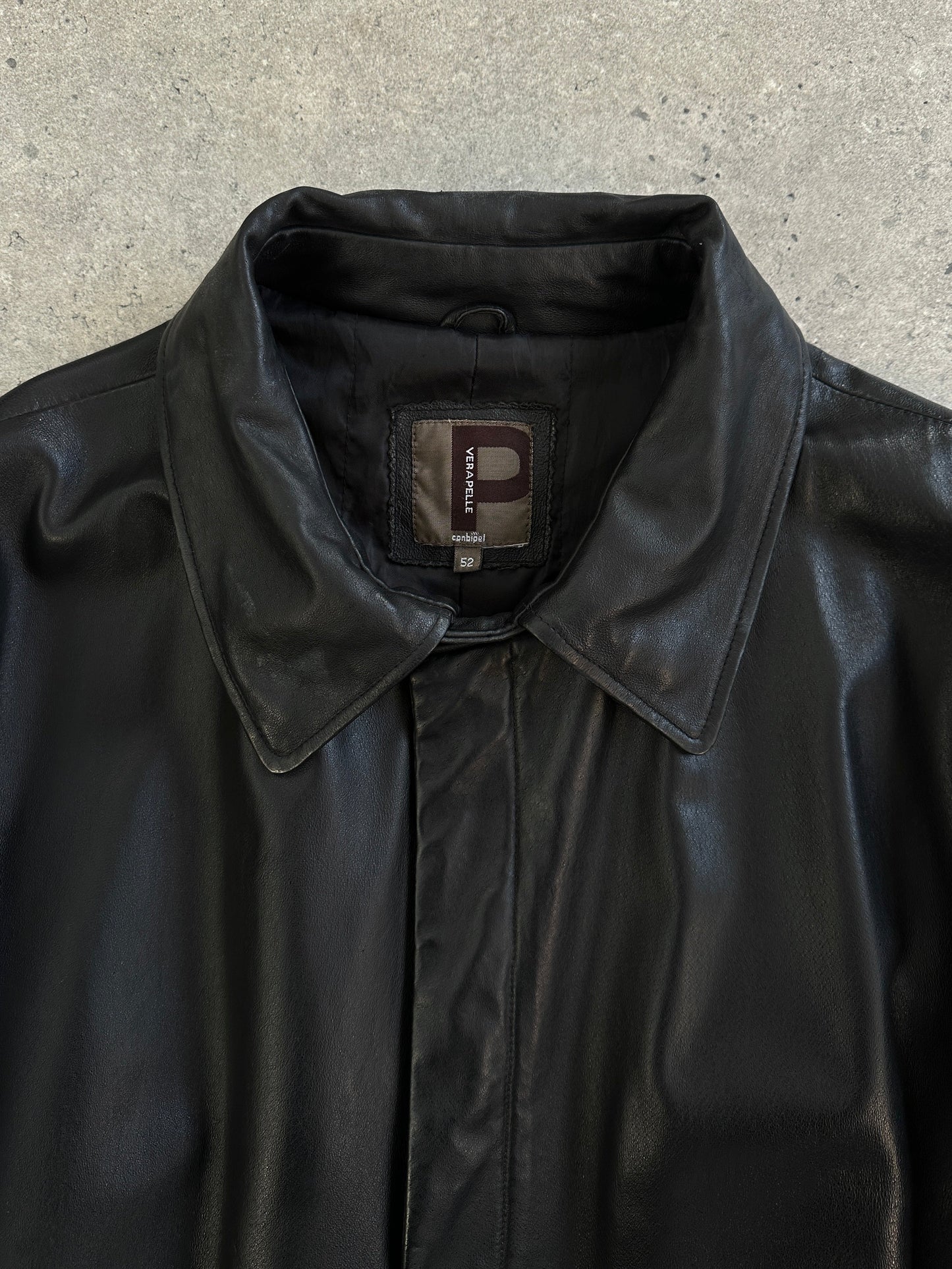 Conbipel 1990s Leather Belted Trench Coat - XL