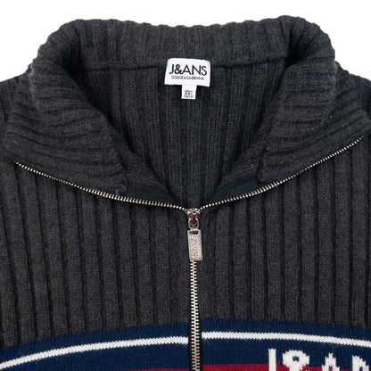 Vintage Dolce & Gabbana Ribbed Knit Zip Up Wool Jumper Size M