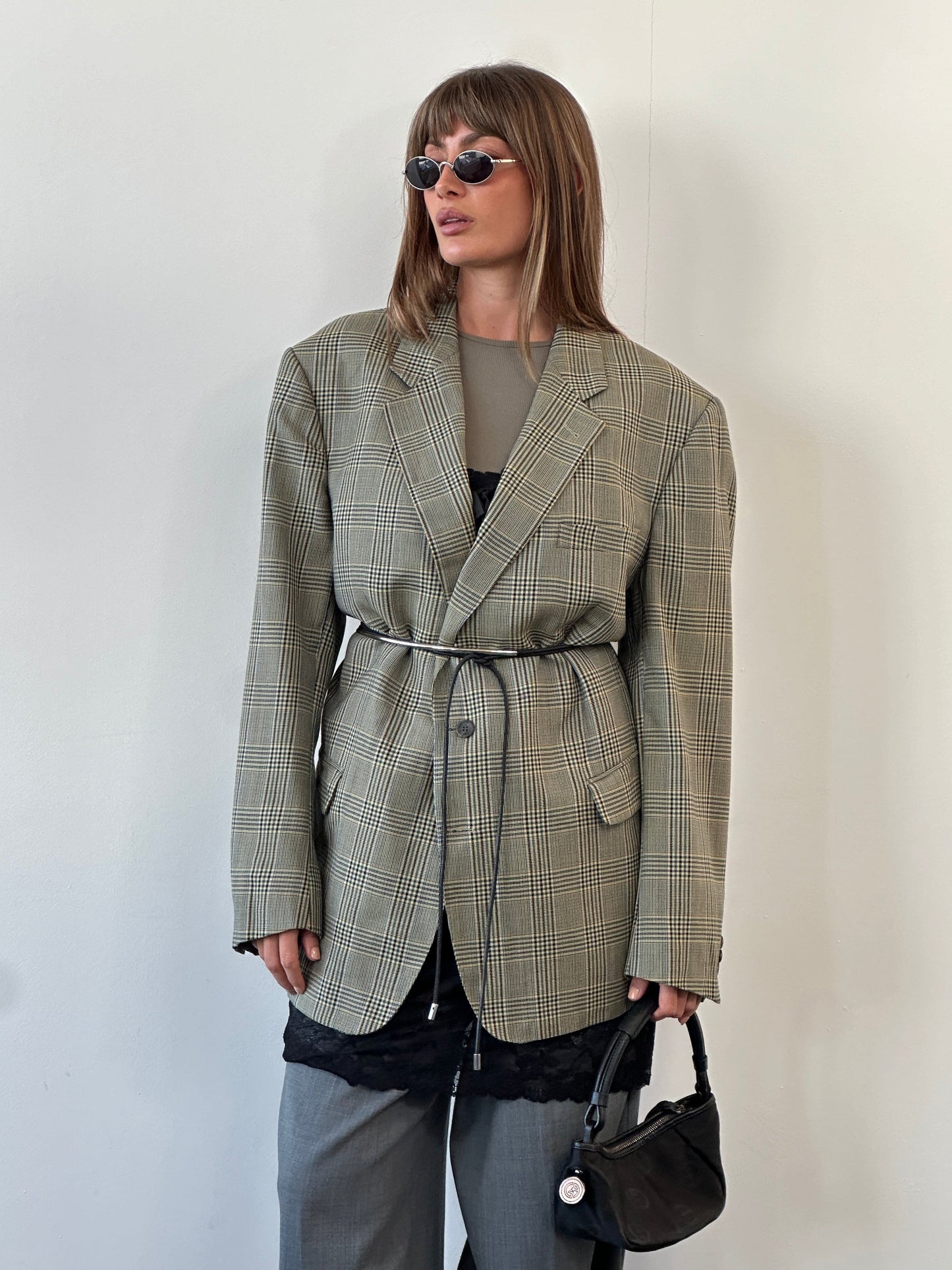 Burberry 1980s Pure Wool Single Breasted Check Blazer - 48R/XXL