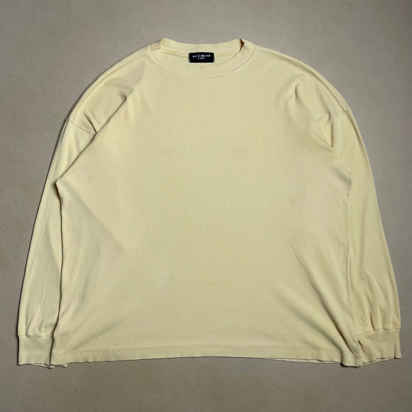 S/S 1988 Canary Yellow Marina Black Label Elastic Cotton Ribbed Ultra Light Crewneck