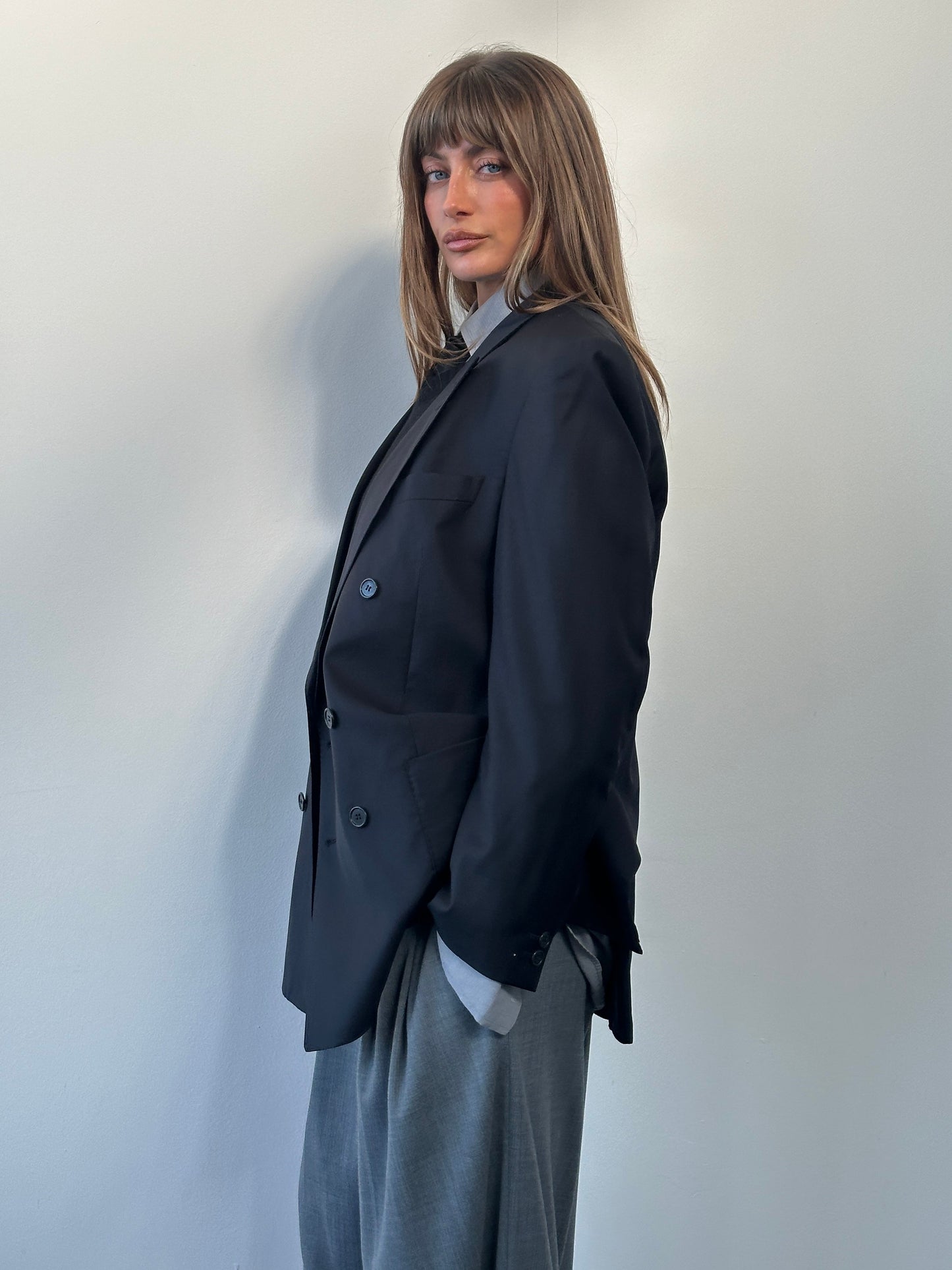 Louis Feraud x Loro Piana 1990s Pure Wool Double Breasted Blazer - 40R/L