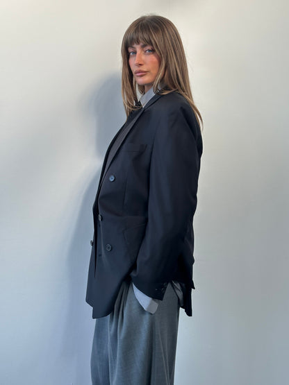 Louis Feraud x Loro Piana 1990s Pure Wool Double Breasted Blazer - 40R/L