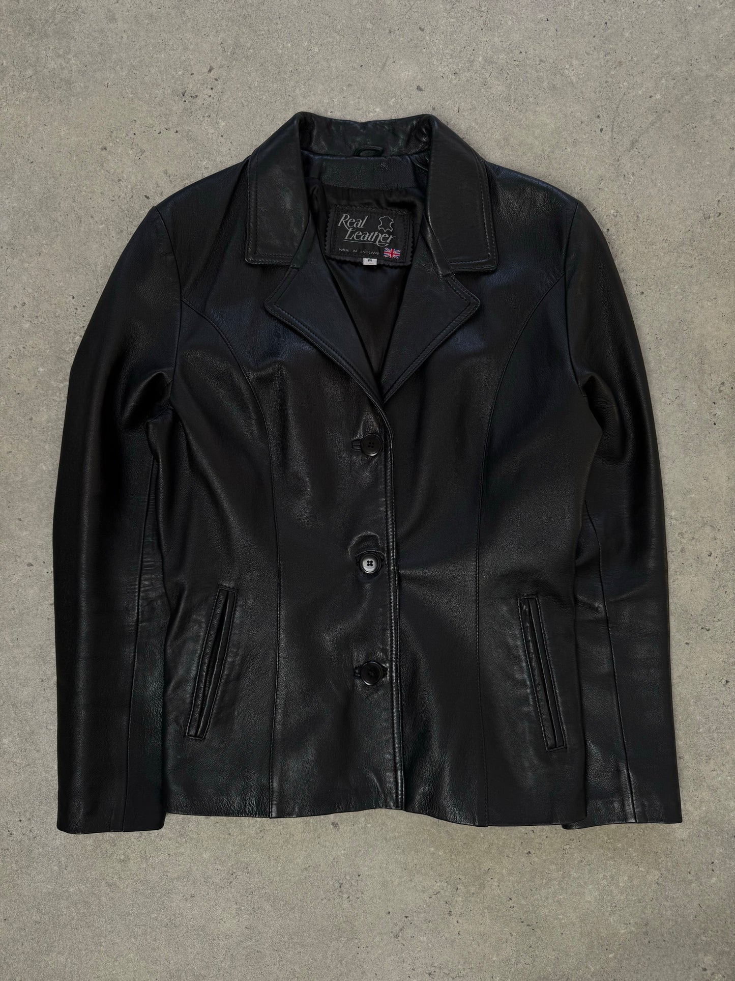 Vintage 1990s Leather Fitted Leather Jacket - S