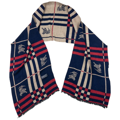 Vintage 90s Burberry Nova Check Lambswool Scarf