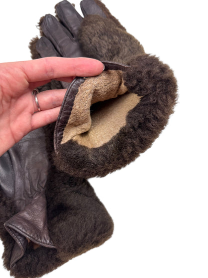 Mid-Century shearling gauntlets | O/S, Brown