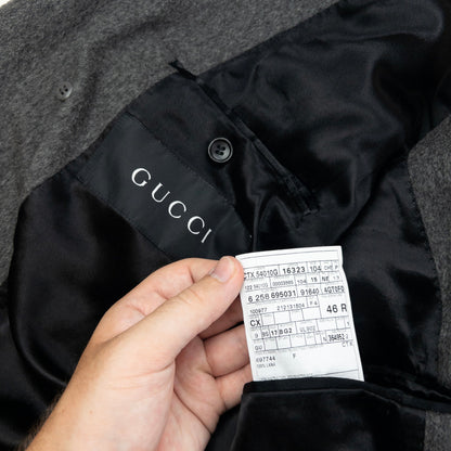 Vintage 90s Gucci Longline Wool Jacket Size M | Medium, Grey