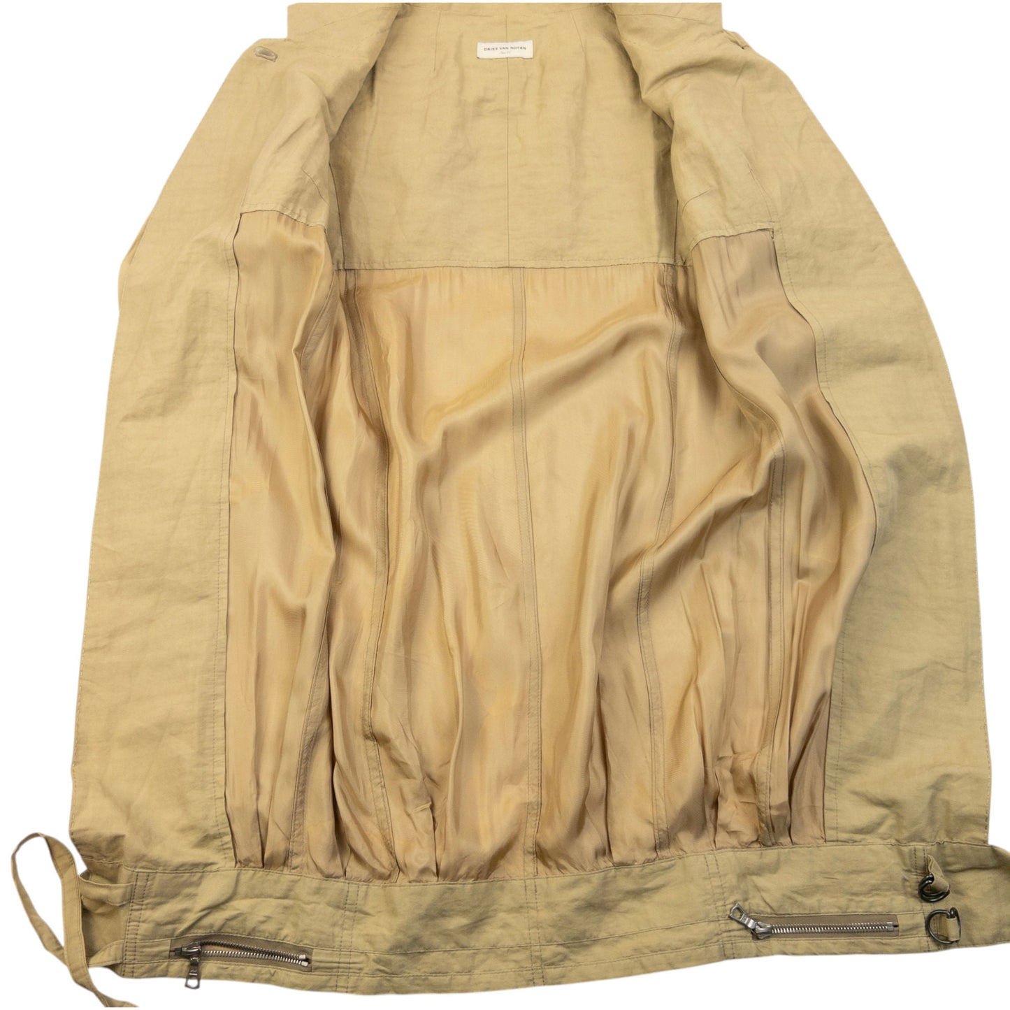 Vintage 2000s Dries Van Noten Longline Linen Jacket Womens Size M | Medium, Beige