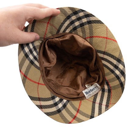 Vintage 80s Burberry Nova Check Bucket Hat Size M | O/S, Beige