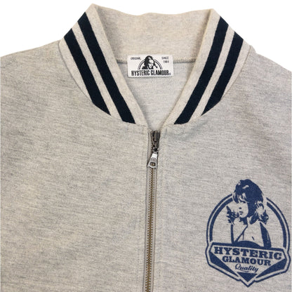 Vintage 2000s Hysteric Glamour Zip Up Varsity Sweatshirt Womens Size S | Small, Grey
