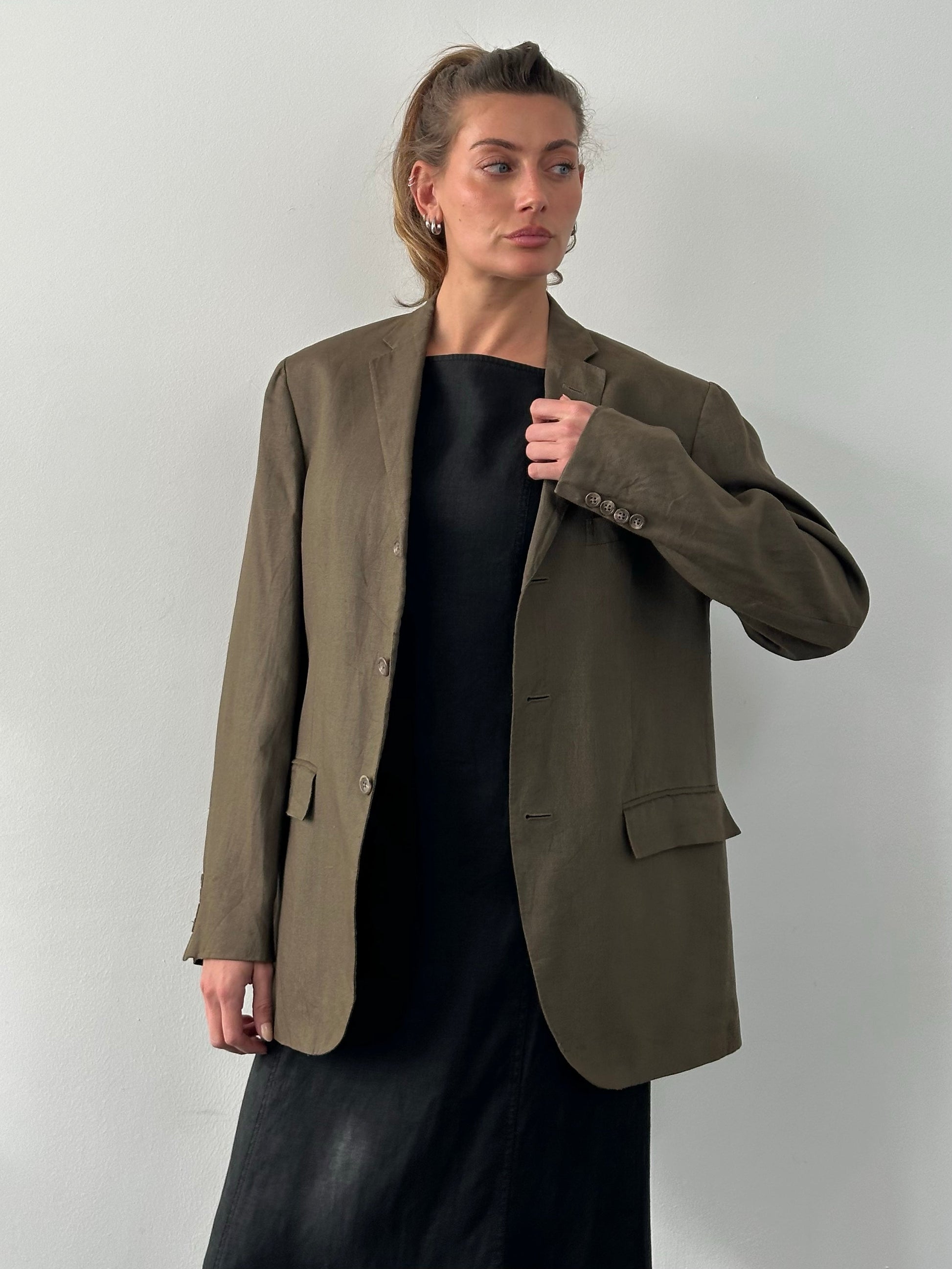 Ralph Lauren Polo 1990s Pure Linen Single Breasted Blazer - L