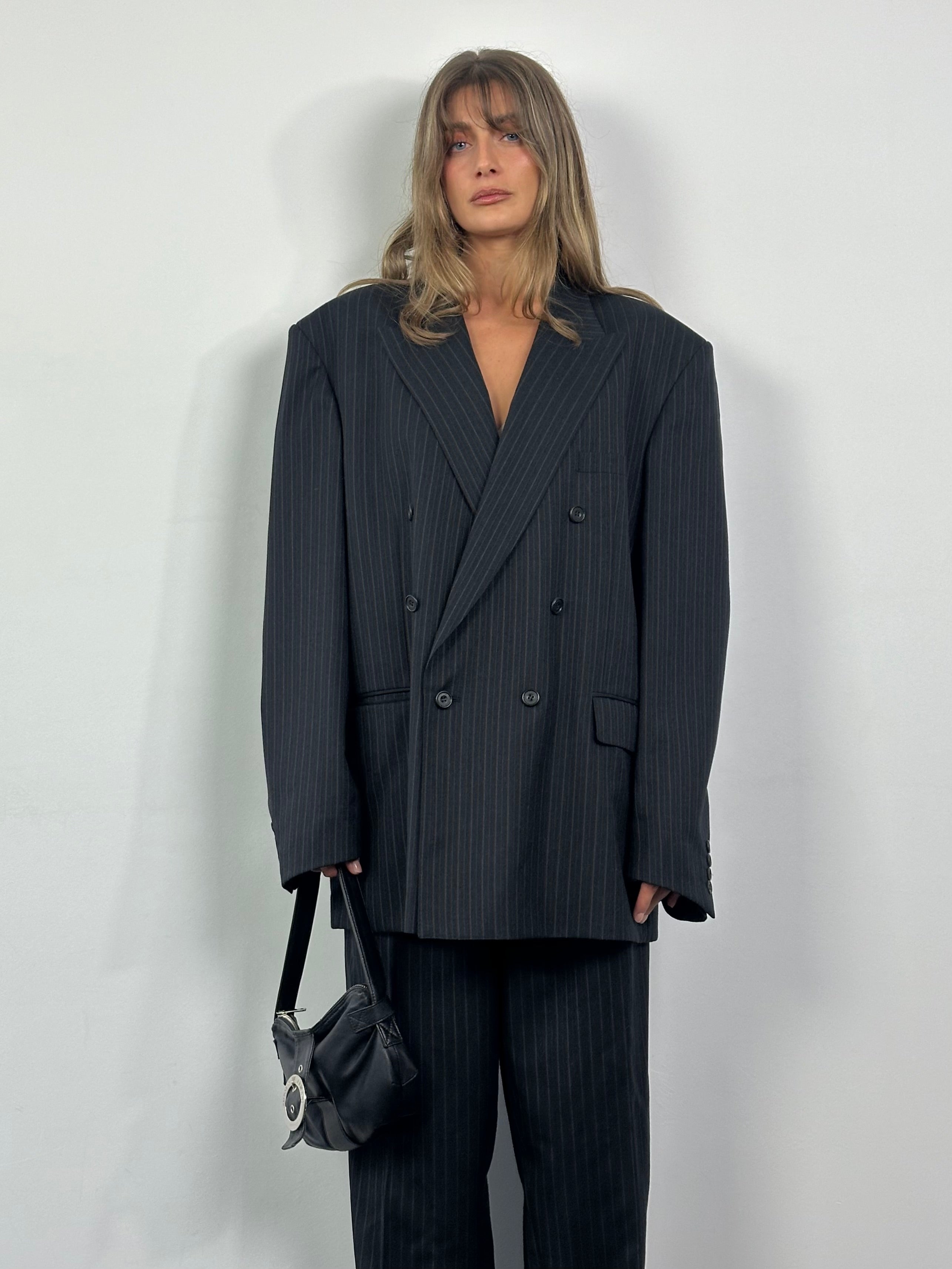 Vintage Christian Dior Monsieur 1990s Pure Wool Pinstripe Double