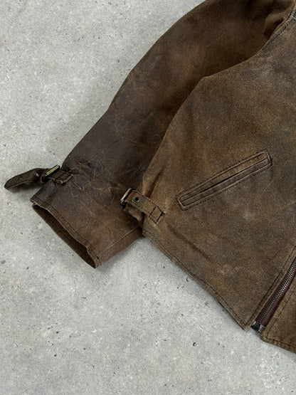 Vintage 1980s Boxy Leather Jacket - XL